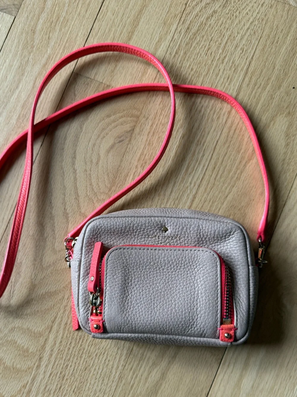 Pink Accent Pebbled Crossbody Bag